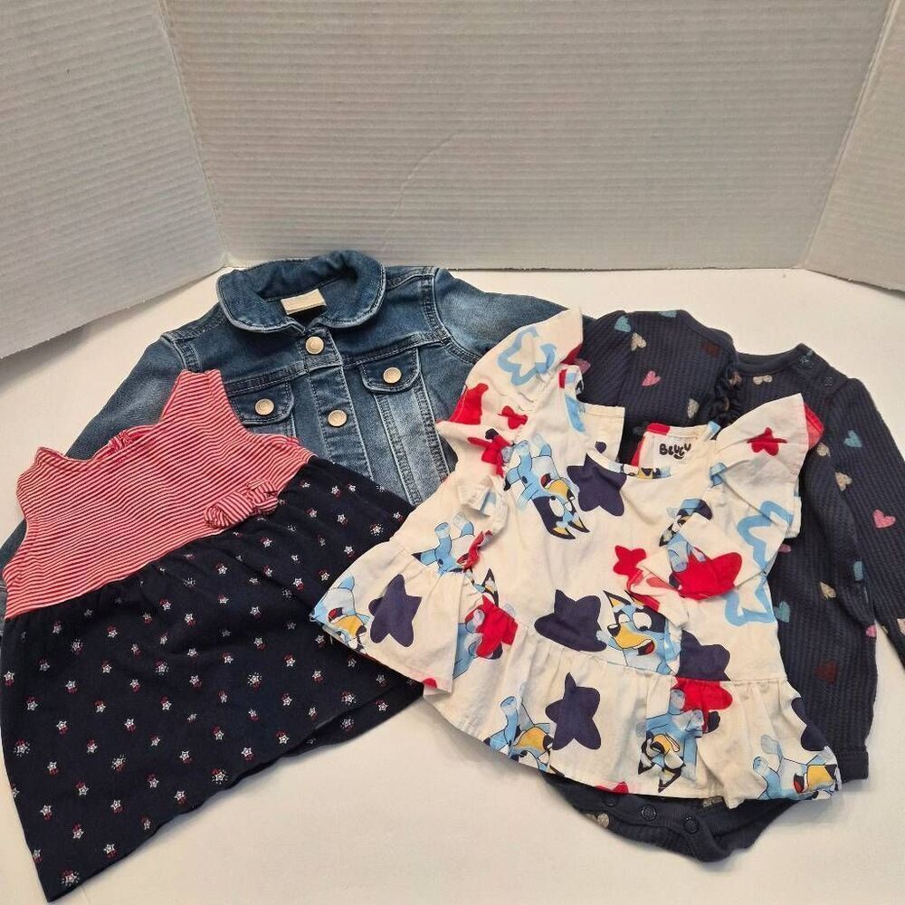 12 month Baby Girl 4th of July USA Patriotic Outfits w/ Jean Jacket USA America